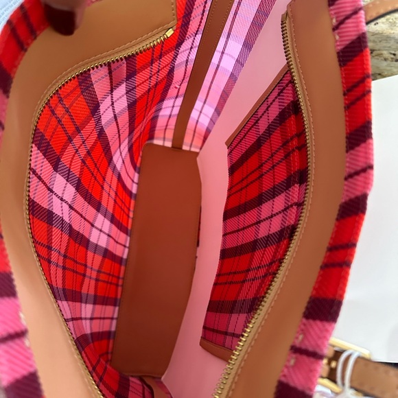 💖 New Tory burch EMERSON MESH N/S MARKET TOTE PINK / RED MULTI - Picture 8 of 12